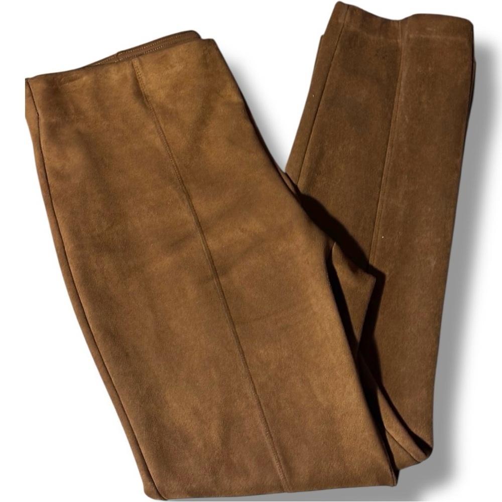 Rafaella Chic Tan Women's Straight Leg Cropped Faux Suede No Closure Pants - Picture 7 of 16